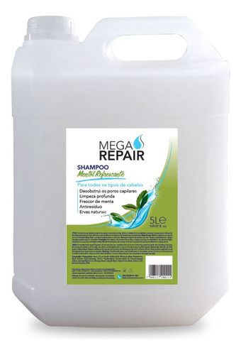 Shampoo Mentol Refrescante 5 Litros Mega Repair