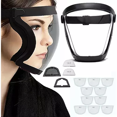  Máscara Protetora De Pc De Facial Transparente + 12filtros