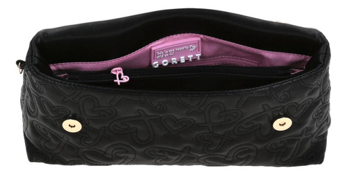 Bolso Tipo Crossbody Gorétt Capitonado Shantal P25 Negro Lisa Oro Negro