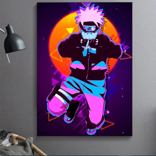 Cuadro Decorativo Naruto Neon Diseño Anime Canvas 35x55cm