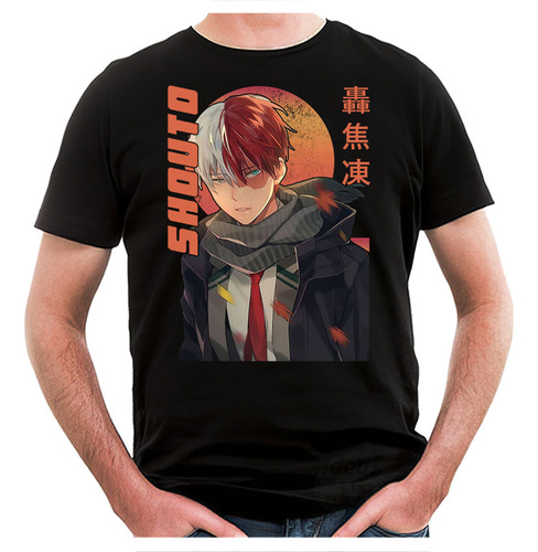 Remera My Hero Academia Shouto Todoroki 5 (negra:) Ideas Mvd