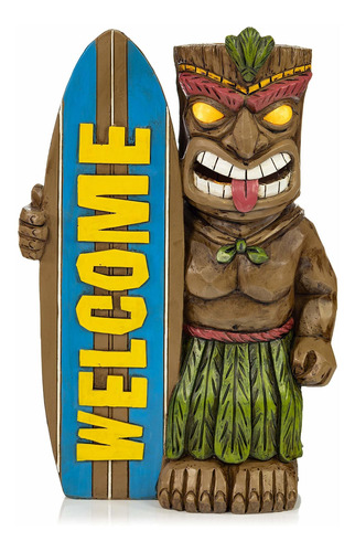 Tiki Welcome Tabla De Surf Led Con Energía Solar Decor...