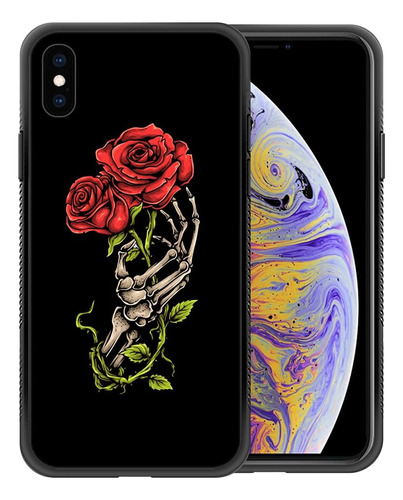 Funda Zhegailian Para iPhone XS Max-calavera Rosa Roja