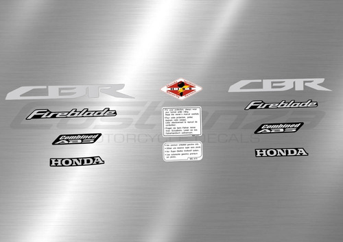 Calcos Honda Cbr 1000 Rr Fireblade Metalizadas Moto Negra Kit Completo