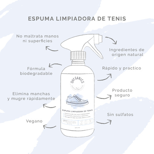 Ohganics Limpiadora De Tenis 500 Ml + 1 Pz 100 Ml Cepillo