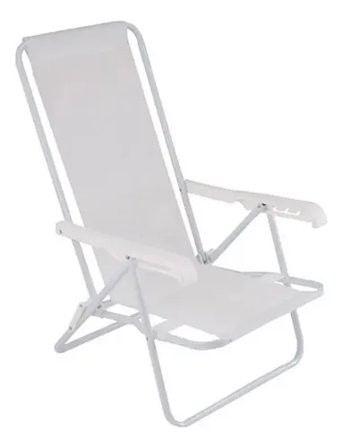Silla Reclinable 4 Posiciones Acero Mor Sannet Resistente Color Blanco