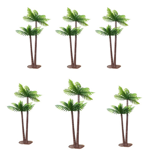 6 Mini Coqueiro Arvore Decorativo Artificial Terrario 17cm