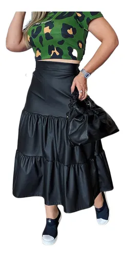 Saia preta cheap midi rodada