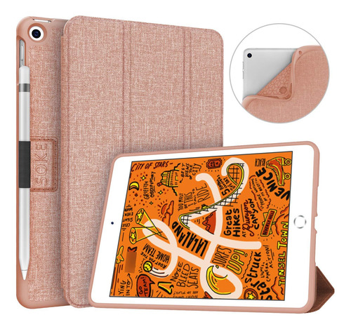 Funda Ipad Mini 5 2019 Soke Triple Premium Tpu Automático Oro Rosa