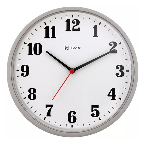 Relógio Parede Branco Para Cozinha 26 Cm Herweg 6126-24 Cor Da Estrutura Cinza