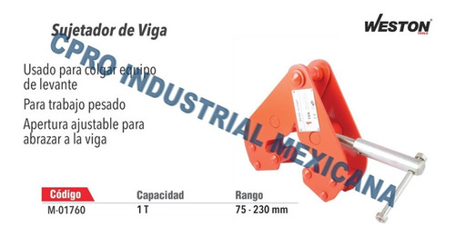 Imagen 2 de 2 de Abrazadera Para Viga 1t Marca Weston