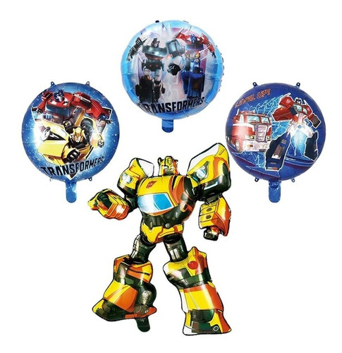 Pack 4 Globos Metalizados De Transformers 