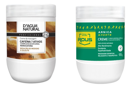 Kit 02un Creme De Massagem Cafeína E Arnica  D'água Natural