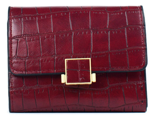 Cartera Corta Con Estampado De Cocodrilo Para Mujer