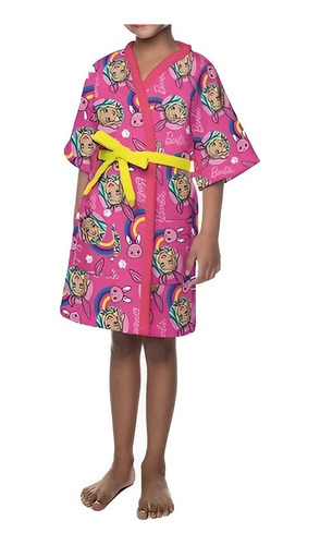 Roupão Aveludado Infantil Modelo Quimono Barbie - Lepper