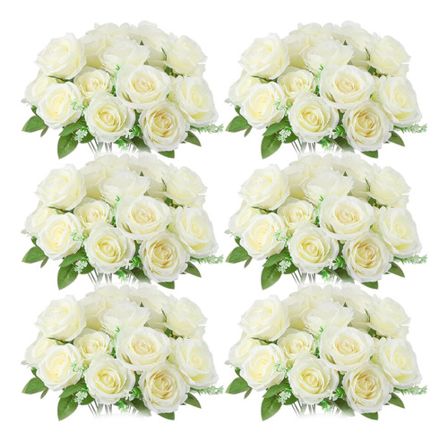 Hanaive 60 Cabezas De Rosas Blancas Artificiales, Rosas De S