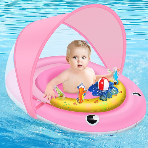 Flotador De Piscina Para Bebés Con Dosel Upf50 + Protección 