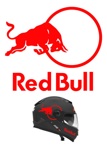 Calcomanias Vinilo Kit X4 Calco Red Bull Casco Moto Rojo