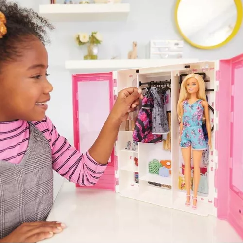 Brinquedo: Boneca Barbie Com Guarda Roupa - Mattel