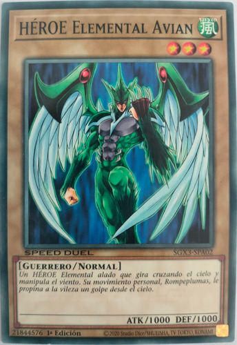 Yugioh! Heroe Elemental Avian Sgx3-spa02 1st Edición (speed)