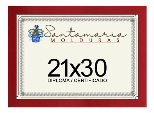 Moldura Porta Diploma Certificado A4 21x30 Vermelho Liso