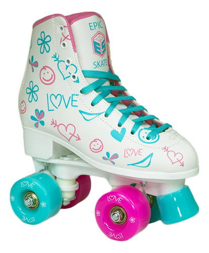 Epic Skates Frost - Patines Cuádruples, Color Blanco, Tall.