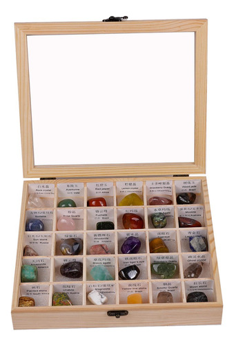 Colección De 30 Piezas De Roca Y Minerales Con Caja De