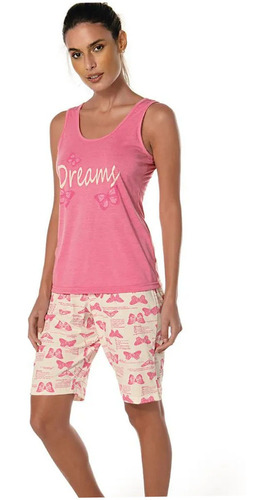 Pijama Bermudoll Borboleta Demillus 220344 Malha E Viscose