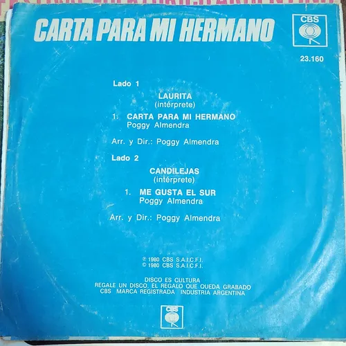 Simple Sobre Laurita Carta Para Mi Hermano Malvinas Cbs C33 (Usado)