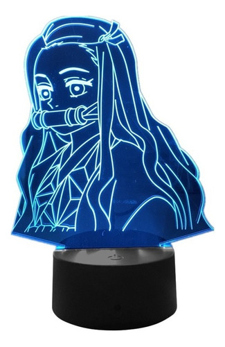 Lámpara 3d No Yaiba Nezuko Kamado Figura Led Luz De La Noche