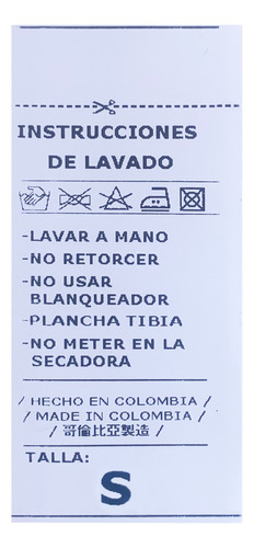 Marquillas Instrucciones De Lavado En Nylon 3cmx7cm 500 Und