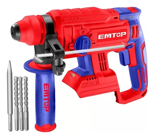 Martillo Demoledor Sds Plus S/bat S/carg Emtop Elrh202201 Rojo