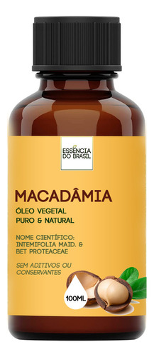 Óleo Vegetal De Macadâmia - 100ml Puro E Natural