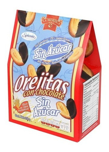 Galleta Orejitas Cubiertas De Chocolate Sin Azúcar 250gr