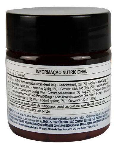 Cúrcuma Com Óleo De Peixe Naturalis Com 60 Cápsulas