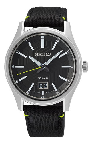 Seiko Big Date Sur517p1 - Reloj De Cuarzo Con Esfera Negra .