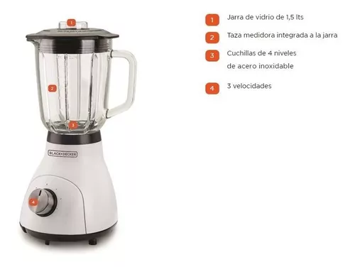 Licuadora Black+Decker BL1003-AR 1.5 L blanca con jarra de vidrio 220V -  240V