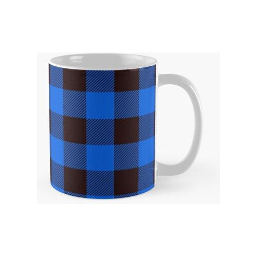 Taza Patrones De Tartán Negro Azul - Estilo De Tablero De Aj