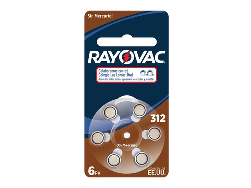 Pilas Para Audifonos Nº 312 Rayovac Caja 60u Sin Mercurio