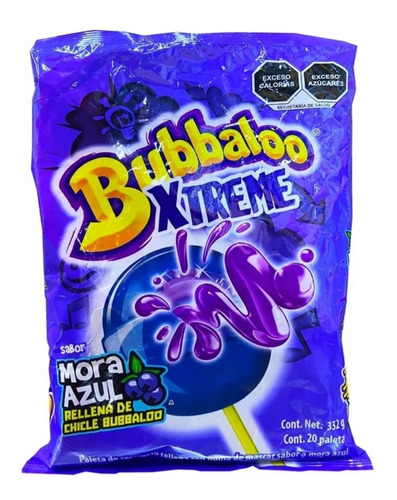 Caja Paleta Bubba Xtrem Mora Con 16 Paquetes De 20 Paletas