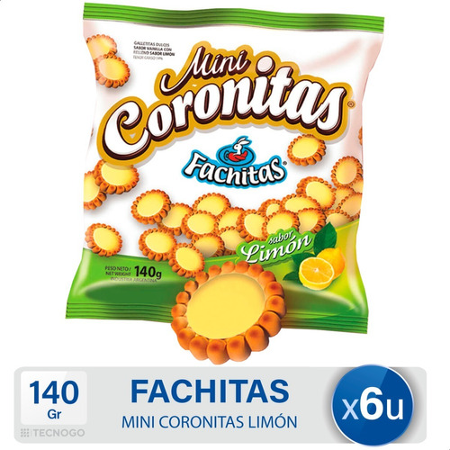 Galletitas Fachitas Mini Coronitas Limon - Pack X6 Paquetes