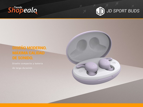 Imagen 3 de 8 de Auricular Inalámbrico Bluetooth In Ear Jd Sport Buds Lila -*