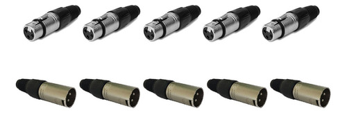 Pack De 10 Fichas Canon A Cable Xlr3 - 5 Machos + 5 Hembras Artekit Pro Simil Neutrik Excelentes