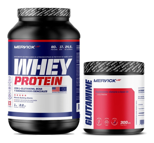 Glutamina 300 Grs + Proteína Whey Protein Mervick 1 Kilo