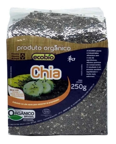 Semente Chia Orgânica Certificada - Ecobio 250g Rica Ômega 3