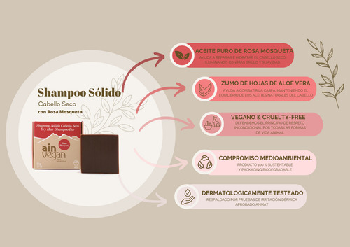 Ain Vegan Shampoo Sólido Cabello Seco Sustentable Vegano