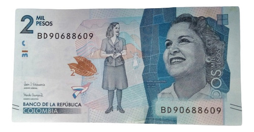 Billete 2000 Pesos Serial Radar Bd90688609 23/jul/2019 Unc