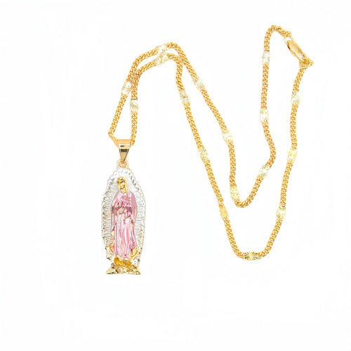 Medalla Collar Virgen De Guadalupe Chapada Oro+caja Gratis