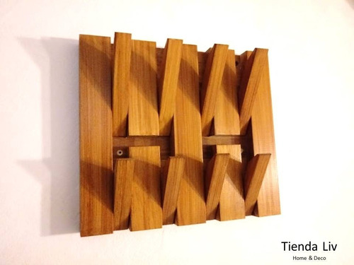 Imagen 7 de 7 de Perchero De Pared 8 Ganchos Madera Rebatible Diseño Nórdico