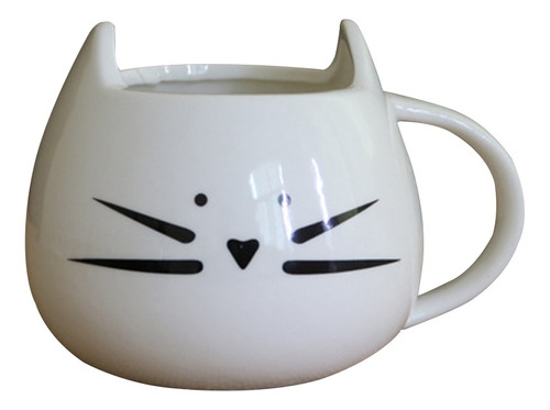 Taza De Cerámica Con Cara De Gato Blanca Negra